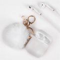 Iphone iPhone CAAP-FURB-WT Furbulous Collection 3 in 1 Thick Silicone TPU Case with Fur Ball Ornament Key Chain & Strap & for Airpods - Ivory White Glitter CAAP-FURB-WT